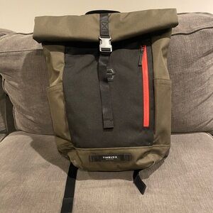 Timbuk2 Black and Olive Backpack with Pink Accent